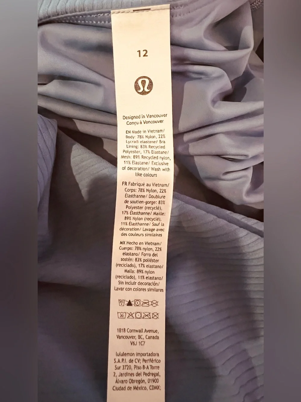 Lululemon All It Takes V-Neck Long Sleeve Rib Nulu Top Size 12 Prep Blue NWT